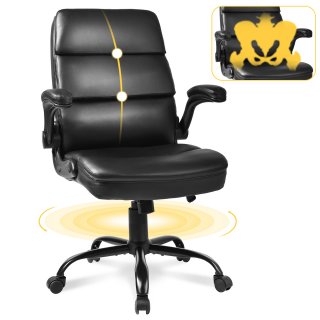 ECOZZONE Big And Tall Chair -Three Section Support,Flip-Up Armrests, Office, Study Applicable.Black