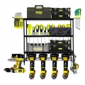ECOZZONE Heavy Duty Garage Tool Organizer 4 Tiers with 5 Drill Bit Holders, Wall Mounted, 150 lbs Capacity
