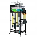 ECOZZONE Garden Tool Organizer Rack with Locking Wheel，Heavy-Duty Storage for Garage & Yard Tools