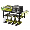 ECOZZONE 2-Tier Tool Organizer Wall Mount With 5 Drill Holders,100LB Capacity.For garage and shop utility racks.