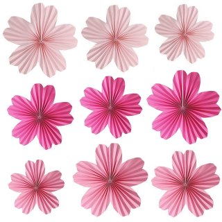ECOZZONE 9 Pieces pink flower Paper Fan Party Decoration for Baby Shower, Holiday Party, Wedding.