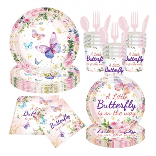 ECOZZONE 25-Guest Party Tableware Set - Disposable Plates, Cups, Napkins & Utensils.