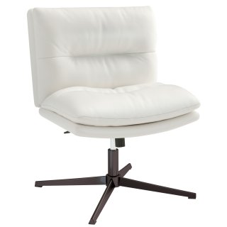 ECOZZONE Cross Legged Office Chair No Wheels Armless Faux Leather 360° Swivel Height Adjustable