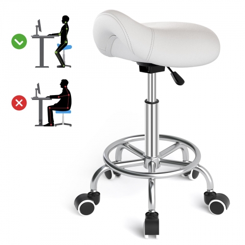 ECOZZONE Saddle Stool Ergonomic,Comfort Strap Wide Thick Seat Cushion for Medical, Home, Office, White