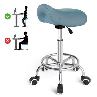 ECOZZONE Saddle Stool Ergonomic,Comfort Strap Wide Thick Seat Cushion for Medical, Home, Office, Blue