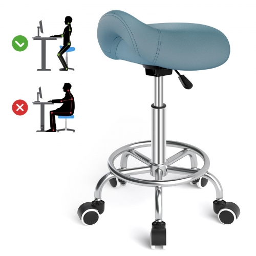 ECOZZONE Saddle Stool Ergonomic,Comfort Strap Wide Thick Seat Cushion for Medical, Home, Office, Blue