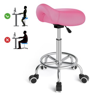 ECOZZONE Saddle Stool Ergonomic,Comfort Strap Wide Thick Seat Cushion for Medical, Home, Office, Pink