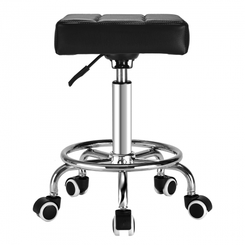 ECOZZONE Rolling Stool, Comfort with Thick Square Seat Cushion for Medical, Home, Office (Black)