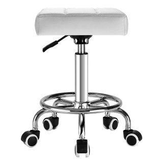ECOZZONE Rolling Stool, Comfort with Thick Square Seat Cushion for Medical, Home, Office (White)