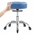 ECOZZONE Rolling Stool Heavy Duty 400lb,PU Leather,Free Adjustable Swivel,Office Accessible(Blue)
