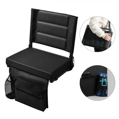 ECOZZONE Stadium Seat for Bleacher with Backrest. Portable for Good for Bleachers, Camping (Black)