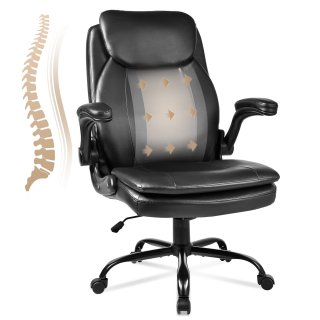 ECOZZONE High Back Office Chair - Ergonomic PU Leather Back and Lumbar Support for Home and Office.