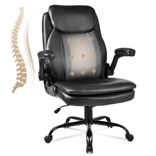 ECOZZONE High Back Office Chair - Ergonomic PU Leather Back and Lumbar Support for Home and Office.