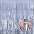 ECOZZONE silver Foil Fringe Curtain - 3.3'x9.8' (1PC), Shiny Holistic Party Decor for Wall/Door