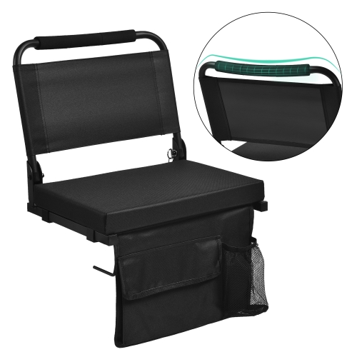OTMASTER Stadium Bleacher Chair-Extended Backrest, Ergonomic Spine Protection, Events, Camping.(Black)