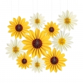 ECOZZONE 9 Pieces Sunflower Paper Fan Party Decoration for Baby Shower, Holiday Party, Wedding.