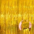 ECOZZONE Yellow Foil Fringe Curtain - 3.3'x9.8' (1PC),Shiny Holistic Party Decor for Wall/Door